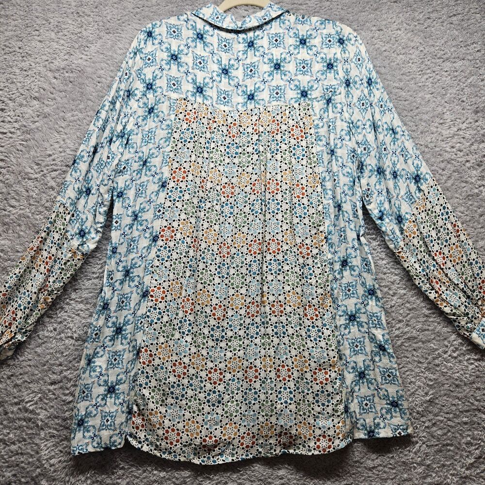 Jane Delancey Womens Patchwork Button Up Shirts Size Medium Colorful Lightweight - Picture 11 of 11